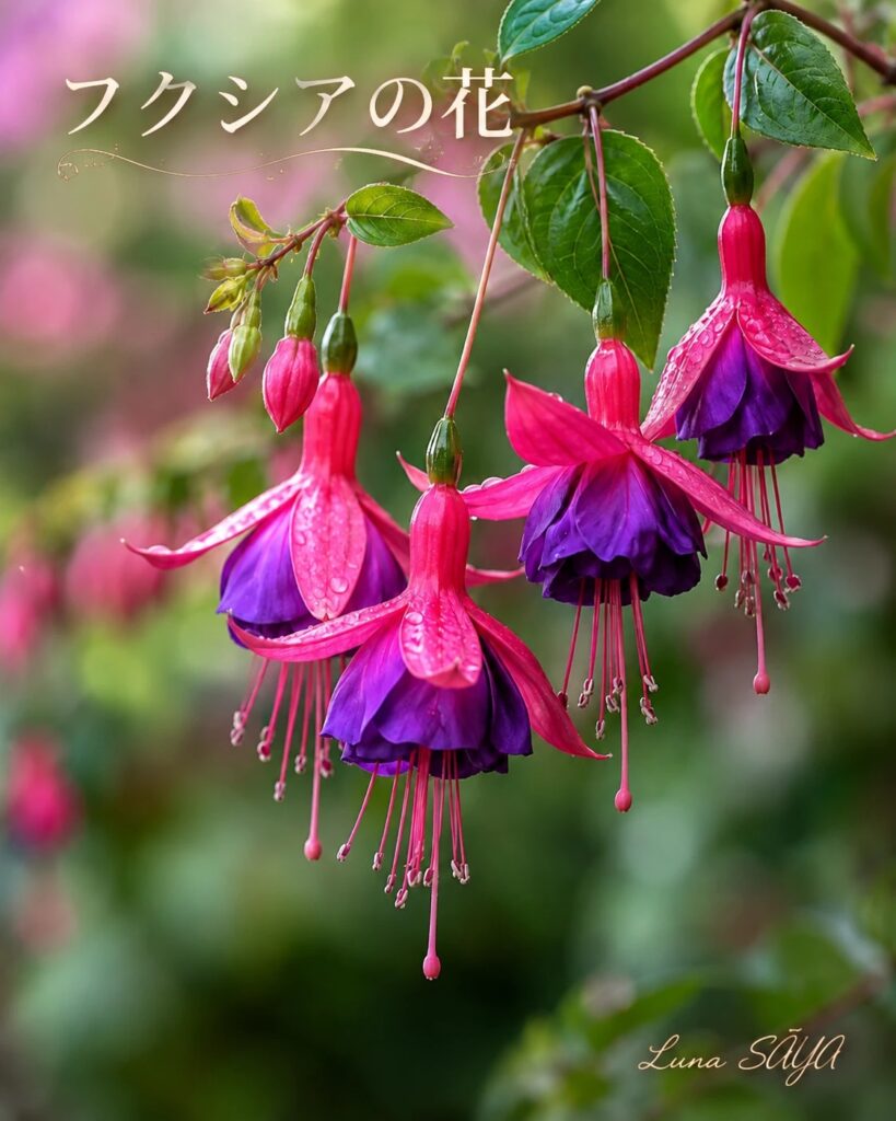 赤紫と紫のフクシアの花(Luna SĀYA 作)